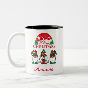 Merry christmas gnomes Two-Tone coffee mug