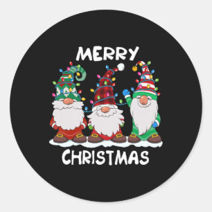 Merry Christmas Gnomes Xmas Family Men Women Classic Round Sticker