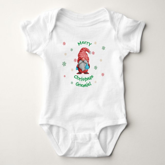   Merry Christmas Gnomie | Boy Gnome   Baby Bodysuit (Front)