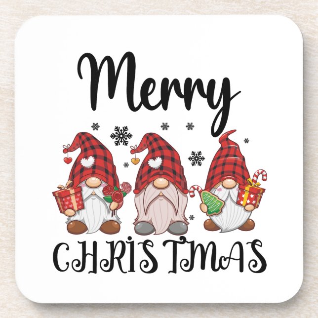 Merry Christmas Gnomies Christmas Gnomes  Coaster (Front)
