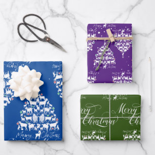 Merry Christmas Goat Christmas Trees Wrapping Paper Sheet