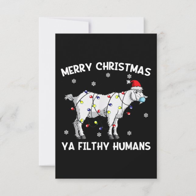 Merry Christmas Goat Face Mask Goat Santa RSVP Card (Front)