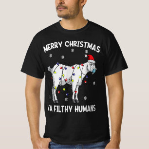 Merry Christmas Goat Face Mask Goat Santa T-Shirt