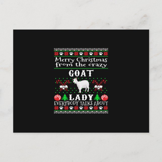 Merry Christmas Goat Lady Ugly Gift Announcement Postcard (Front)