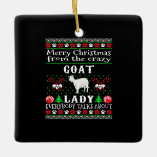 Merry Christmas Goat Lady Ugly Gift Ceramic Ornament