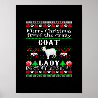 Merry Christmas Goat Lady Ugly Gift Poster