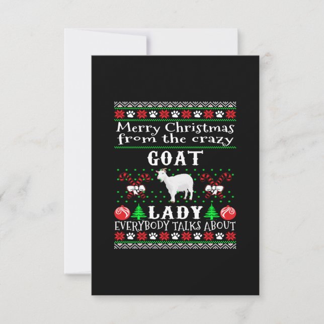 Merry Christmas Goat Lady Ugly Gift RSVP Card (Front)