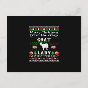 Merry Christmas Goat Lady Ugly Sweater Long Sleeve Holiday Postcard