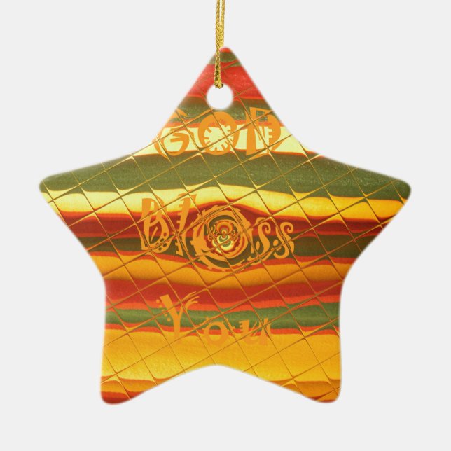 Merry Christmas God Bless You Colours Design Ceramic Ornament (Front)