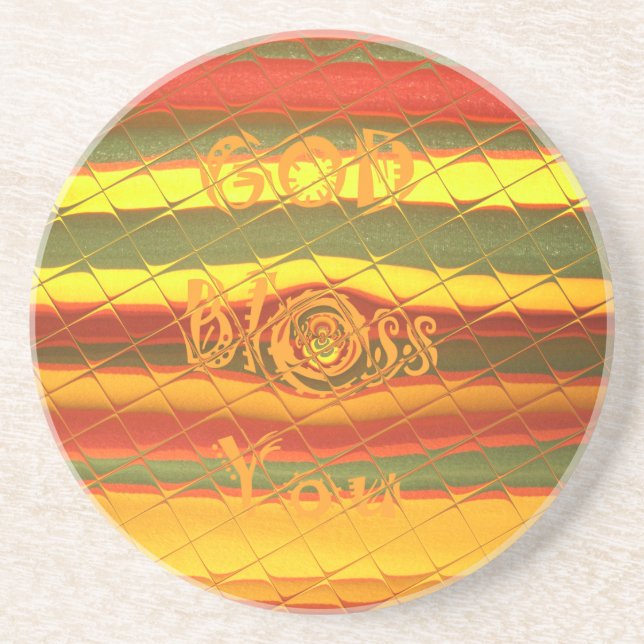 Merry Christmas God Bless You Colours Design Coaster (Front)
