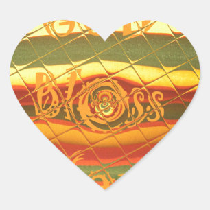 Merry Christmas God Bless You Colours Design Heart Sticker