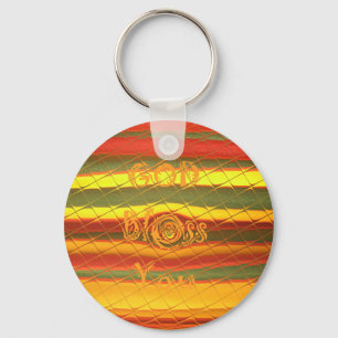 Merry Christmas God Bless You Colours Design Key Ring