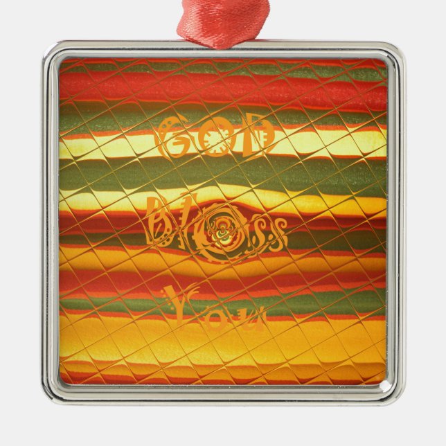 Merry Christmas God Bless You Colours Design Metal Ornament (Front)