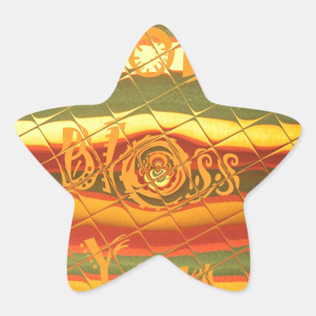 Merry Christmas God Bless You Colours Design Star Sticker (Front)
