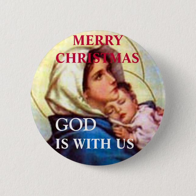 MERRY CHRISTMAS GOD IS WITH US  BUTTON (Front)