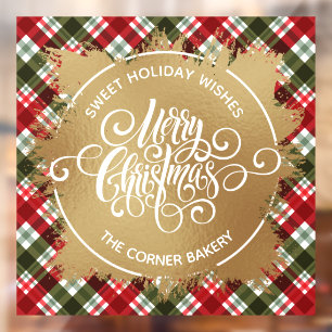 Merry Christmas Gold and Plaid