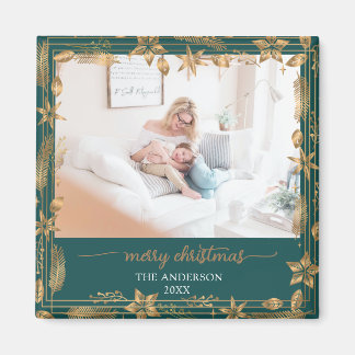Merry Christmas Gold Arch Elegant Photo Magnet