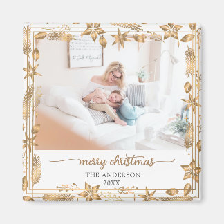 Merry Christmas Gold Arch Elegant Photo Magnet