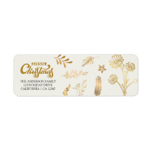 Merry Christmas Gold Arch White Elegant Address La Return Address Label
