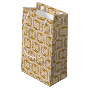 Merry Christmas Gold Bow Vintage Inked Drawing Small Gift Bag