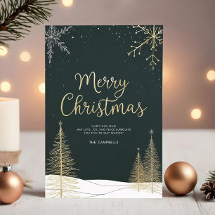 Merry Christmas Gold Calligraphic Holiday Card