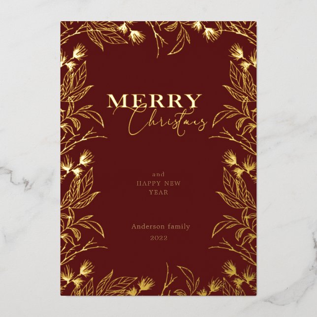 Merry Christmas gold calligraphy photo (Front)