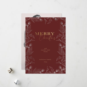 Merry Christmas gold calligraphy photo card