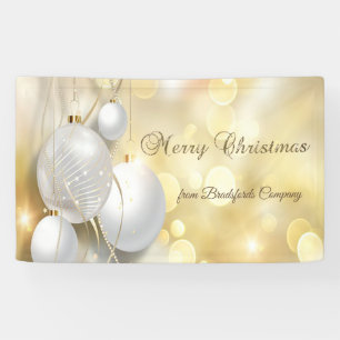 Merry Christmas, Gold Christmas Ornaments Banner