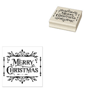 Merry Christmas Gold Classic Rubber Stamp