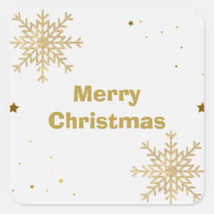 Merry Christmas Gold CUSTOMIZABLE Square Sticker