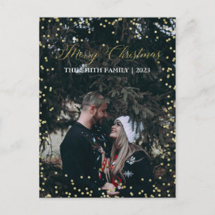 Merry Christmas   Gold Dots Holiday Photo Postcard