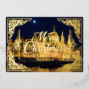 Merry Christmas gold foil, Budapest Foil Holiday Card