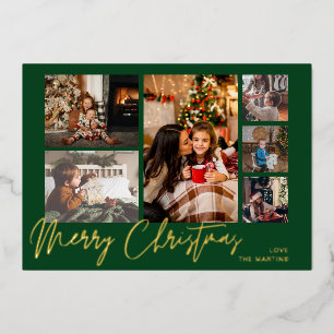 Merry Christmas Gold Foil Multi Photo - Green