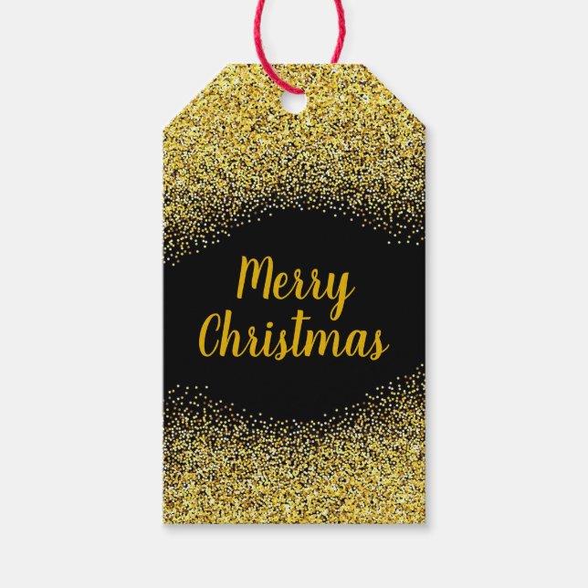 Merry Christmas Gold Glitter Gift Tags (Front)
