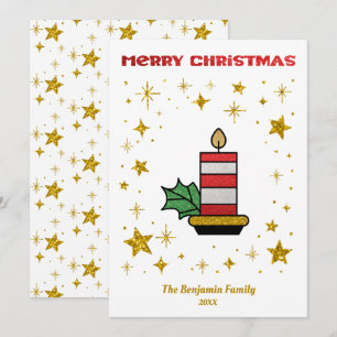 Merry Christmas Gold Glitter Holiday Custom Card