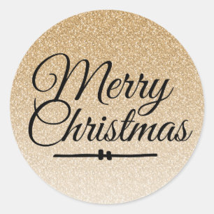 Merry Christmas Gold Glitter Ombre Envelope Seal