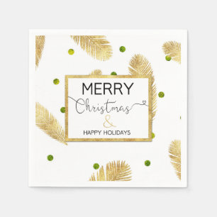 Merry Christmas Gold Glitter Script - Paper Napkin