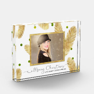 Merry Christmas Gold Glitter Script - Photo Block