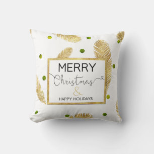 Merry Christmas Gold Glitter Script - Pillow