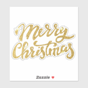 Merry Christmas Gold Glitter Sticker