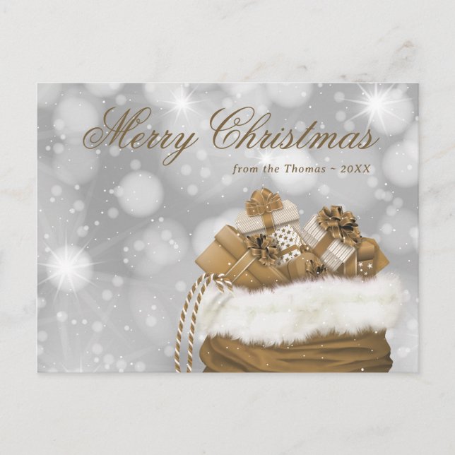 Merry Christmas Gold Holiday Postcard (Front)