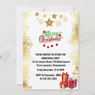 merry christmas gold invitation