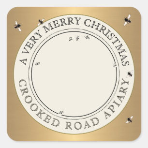 Merry Christmas Gold & Ivory Apiary Label