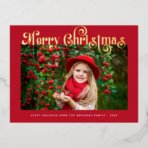 merry christmas gold lettering greeting card