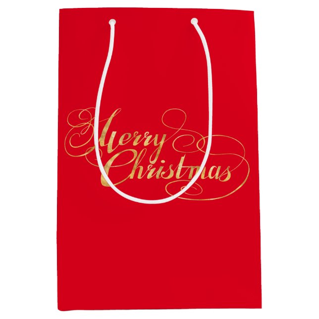 Merry Christmas (GOLD) Medium Gift Bag (Front)