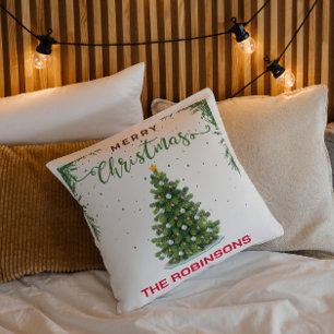 Merry Christmas Gold Modern Custom Family Cushion