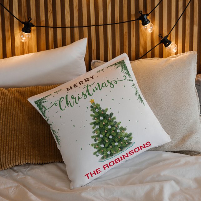 Merry Christmas Gold Modern Custom Family Cushion (Creator Uploaded)