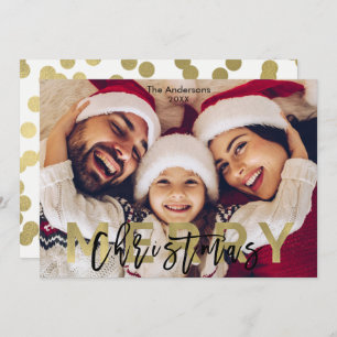MERRY CHRISTMAS Gold Modern Photo Picture Holiday 