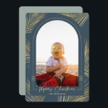 Merry Christmas Gold Palm Blue Beach Photo Holiday Card<br><div class="desc">A modern Christmas card with a traditional Merry Christmas message. Personalise with your names and favourite picture. If you need help please contact me (Maria) using the contact button below or directly at info@the52edit.com ... Happy to help!

Colour Rust terracotta 
Image by Matt Howard on Unsplash</div>