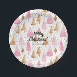 Merry Christmas Gold Pink Tree Paper Plate<br><div class="desc">Merry Christmas Gold Pink Tree Paper Plates</div>